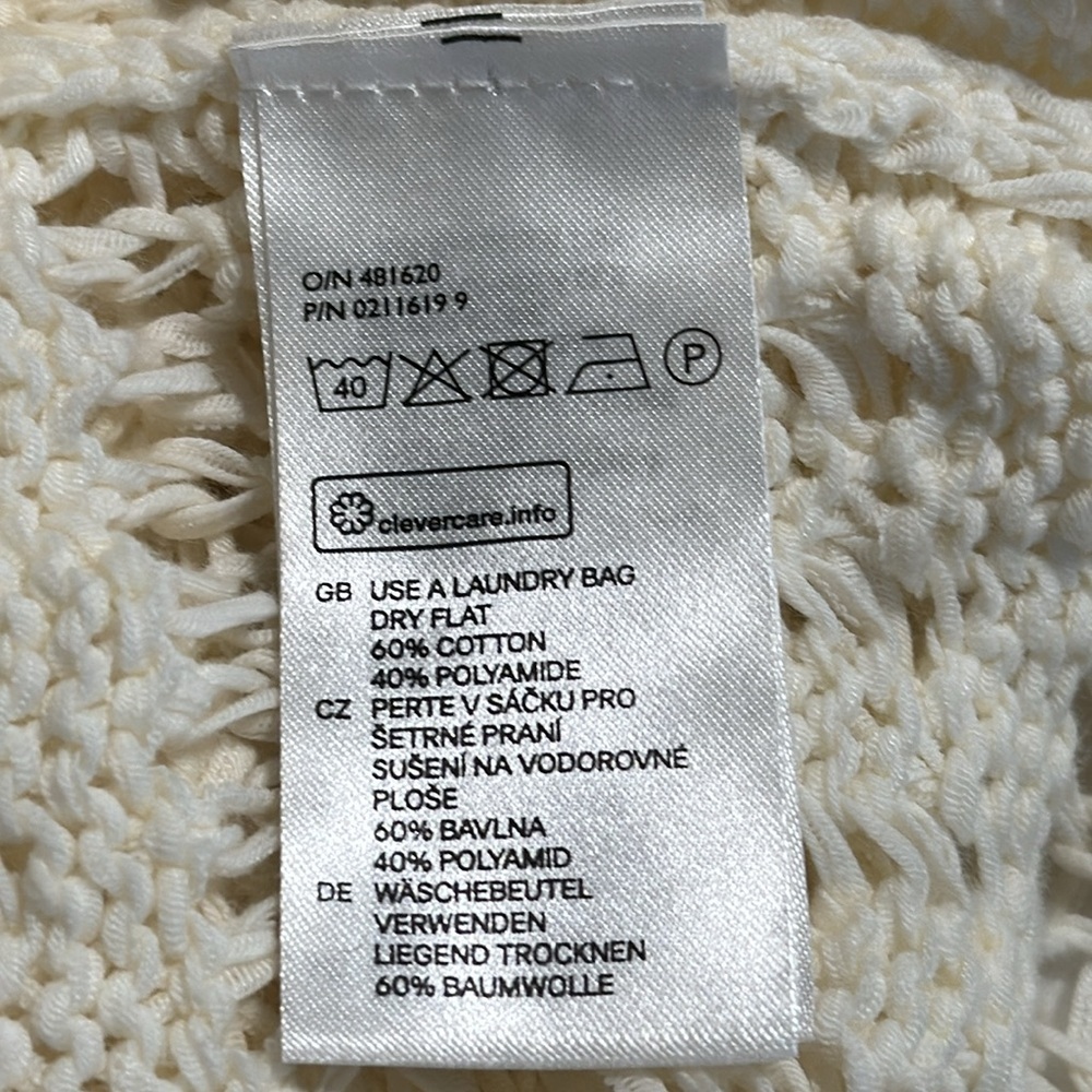L.O.G.G Label of Graded Goods H&M Ivory‎ Crochet Dress Beach Coverup Sz M Y2K - Picture 7 of 7
